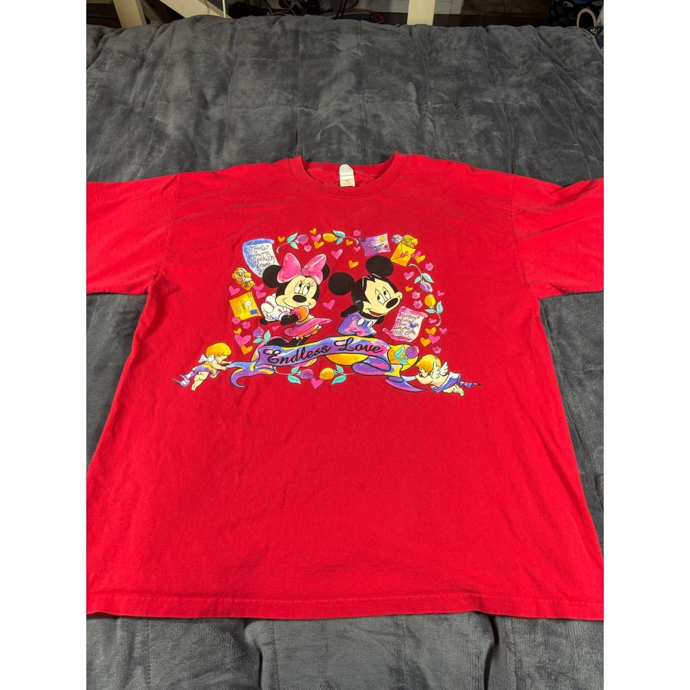 Mickey Unlimited Land N Sea Mens Red Endless‎ Love Mickey Minnie T-Shirt 1X
